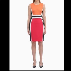Calvin Klein Colorblock Sleeveless Sheath Dress